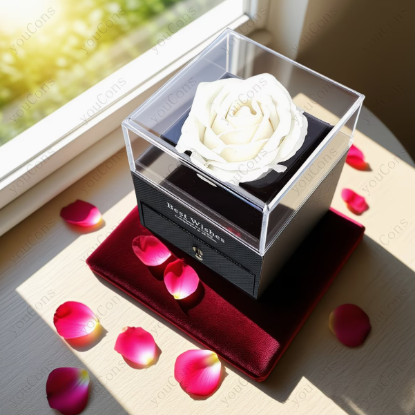 Elegancki Zestaw Prezentowy „Best Wishes” – Róża, Naszyjnik